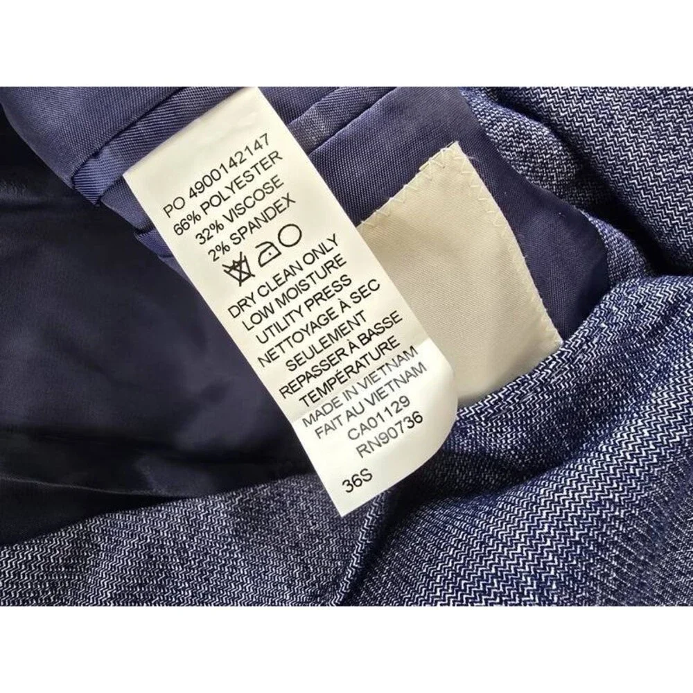 Calvin Klein Solid Slim-Fit Soft Sport Coat Men's 36S Blue Long Sleeve